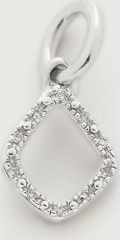 Monica Vinader Sterling Silver Riva Mini Kite Diamond Pendant Charm Diamond