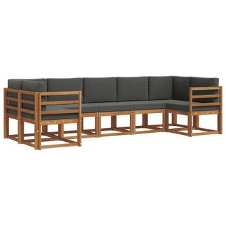 vidaXL Conjunto De Sof&aacute;s De Exterior 7 Pcs Natural Y Antracita Vidaxl