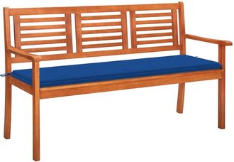 vidaXL Banco De Jard&iacute;n 3 Plazas Madera Maciza Eucalipto Y Coj&iacute;n 150 Cm Vidaxl