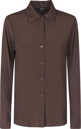 Seventy Brown Classic Collar Silk-Blend Shirt