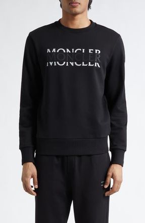 Moncler Logo Embroidered Sweatshirt in Black at Nordstrom, Size Xxx-Large