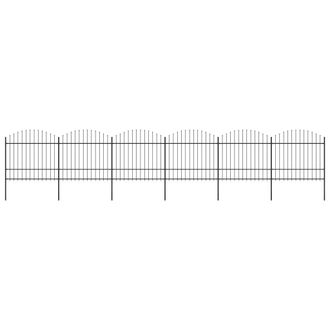 Berkfield Home Garden Fence with Spear Top Steel (1.5-1.75)x10.2 m Black