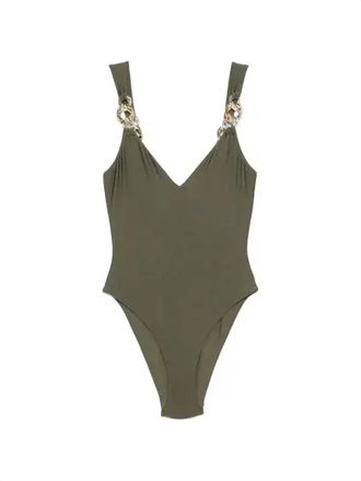 SIMKHAI Womens Regan V Neck One Piece Swimsuit In Fern