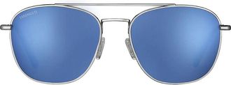 Serengeti Eyewear Carroll Large Large Aviator-Style Sunglasses with Reflective Blue Lenses