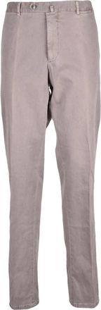 Santaniello Beige Stretch Cotton Zip Fustagno Formal Pants