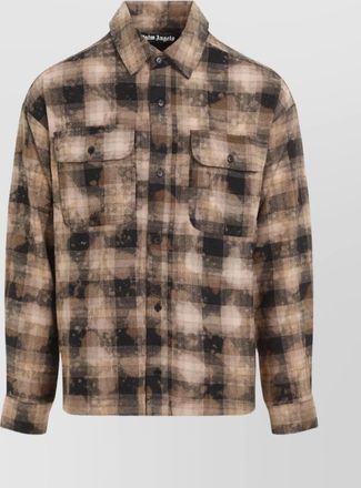 Palm Angels curved hem logo check shirt