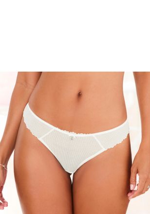 Vivance String VIVANCE, Damen, Gr. 32/34, beige (creme), Spitze, Obermaterial: 90% Polyamid, 10% Elasthan, Unterhosen String, aus Netzspitze in transparenter 