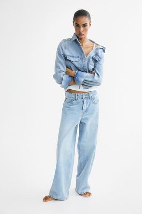H&M Baggy Regular Waist Jeans in Light Denim Blue at Nordstrom, Size 16
