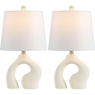 Jonathan Y Designs Tula 19 Scandinavian Minimalist Ceramic Arch LED Table Lamp in Cream at Nordstrom