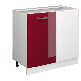 Vicco Mueble Esquinero Universal R-line, Rojo Burdeos Alto Brillo, 86 Cm Con Puerta, Sin Encimera Vicco