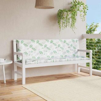 vidaXL Cuscini Panca Giardino 2 pz Motivo a Foglie 150x50x7 cm Tessuto - Vidaxl