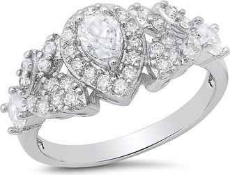 HMY Jewelry Pear Shape Cubic Zirconia Engagement Ring in Silver at Nordstrom Rack, Size 9