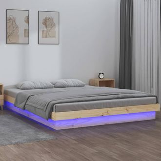 Berkfield Home LED Bed Frame without Mattress 160x200 cm Solid Wood in Brown