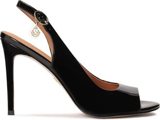 Kazar Zwarte lak sandalen met uitsnijding. Dit product valt klein uit. - Dames - Sandalen met hakken - Zwart - 37 EU - Leer - Schoenen