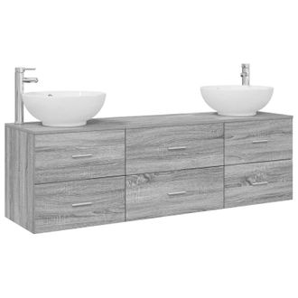 vidaXL Juego De Muebles De Ba&ntilde;o 3 Uds. Sonoma Gris 49,5 X 44,5 X 65 Cm Vidaxl
