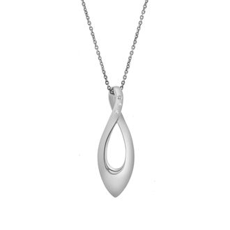 LuvMyJewelry Liyana Sterling Silver 0.03 Ct Diamond Teardrop Twist Pendant