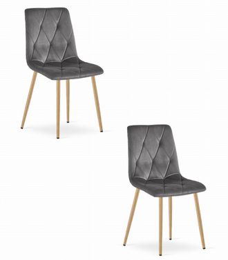 OEM Silla Libra - Terciopelo Gris Oscuro / Patas Color Madera X 2