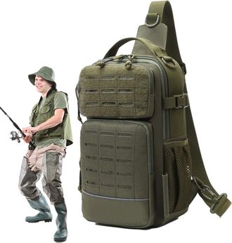 Generic Fishing Sling Pack | with Water Bottle Holder Tackle Storage,Sling Tackle Bag,for Outdoor Men Travel Camping Hiking Gym Sports Adventure