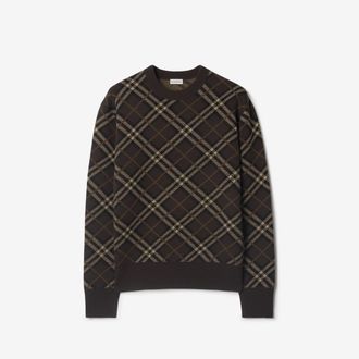 Burberry Check Wool Cashmere Blend Sweater, Size: XXXL