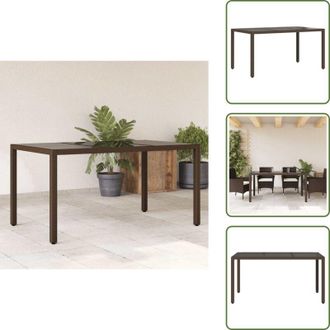vidaXL Acciaio verniciato - vidaXL Tavolo Giardino Piano in Vetro Marrone 150x90x75 cm Polyrattan - Vetro temperato
