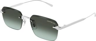Montblanc Rechthoekige Zonnebril - Heren - Zonnebrillen - Grijs - 54 MM - Nylon - Accessoires
