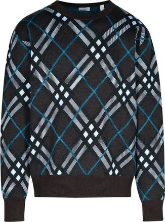 Burberry Check Green Wool Sweater