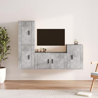 vidaXL Vidaxl - Set De Muebles De Tv 4 Pzas Madera Contrachapada Gris Hormig&oacute;n