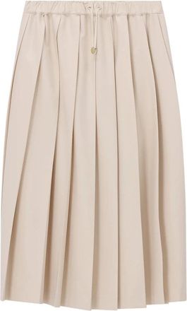Fabiana Filippi Geplooide rok in Techno Tailoring - Dames - Midirokken - Beige - M - Polyester - Rokken
