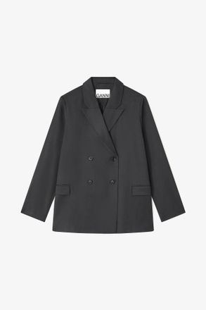 Ganni Double-breasted Wool Blazer - Size 10/12 Black