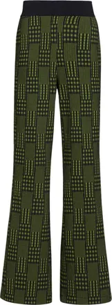 Marni checked jersey flared trousers - men - Viscose/Polyamide - 48 - Green