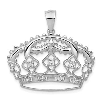 Diamond2Deal 14K White Gold Lab Grown Diamond Crown Pendant (0.2ct, VS, G-H)