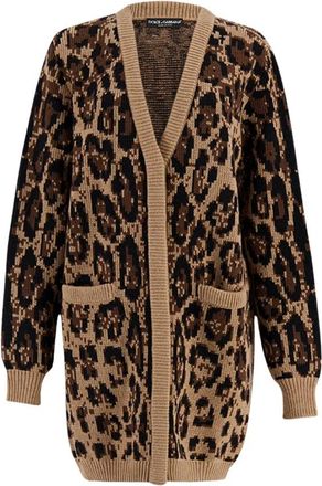 Dolce & Gabbana Luipaardprint Kasjmier Vest - Dames - Cashmere truien - Veelkleurig - S - Kasjmier - Truien & Vesten