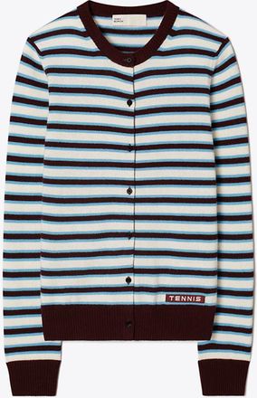 Tory Burch Womens Cashmere Striped Tennis Cardigan, size XS