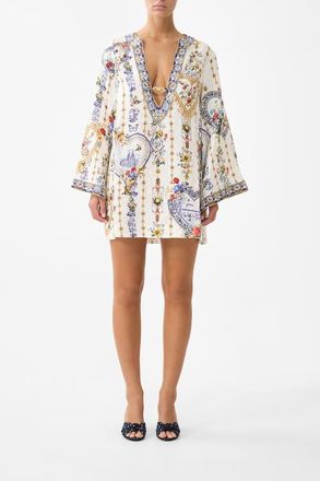Camilla Deep V Neck Hardware Short Kaftan in The Pottery Parlour at Nordstrom, Size X-Large