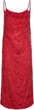 Bottega Veneta Viscose Fil Coup&eacute; Midi Jurk - Dames - Casual kleedjes - Rood - XS - Kleedjes