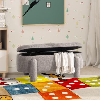 HUGO BOSS 49 Oval Fully Upholstered Storage Bench, Boucle
