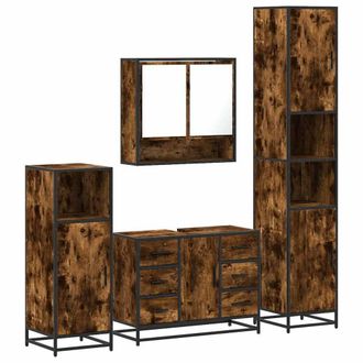 Berkfield Home 4&not;Piece Bathroom Furniture Set&not;Smoked Oak Engineered Wood in Brown