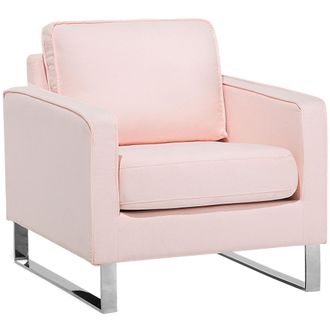 Beliani Beliani - Sill&oacute;n Tapizado Rosa Patas Plateadas Sala De Estar Moderna Vind
