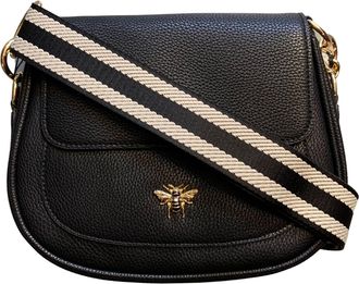 Alice Wheeler Ascot Saddle Bee Bag with crossbody and top handle strap (Black)