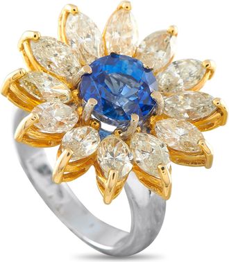 Luxury Bazaar 18K Yellow Gold 4.55ct Diamond and Sapphire Ring MF25-050426