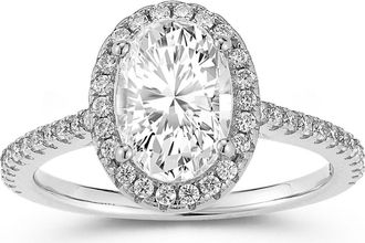 Glaze Jewelry Oval Cut Moissanite Halo Ring in Silver/Moissanite at Nordstrom Rack, Size 6