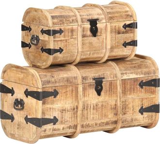 vidaXL Cofres De Almacenamiento 2 Unidades Madera Maciza De Mango Vidaxl