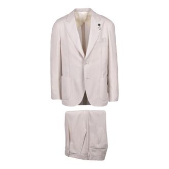 Lardini Single-breasted pak - Heren - Pakken - Beige - Maat: S Zijde