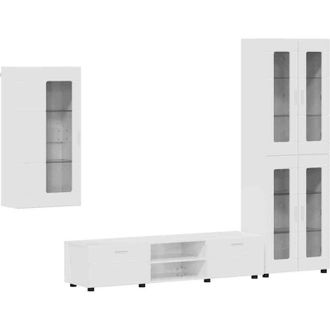 vidaXL TV Cabinet Set FLORIN High Gloss White Engineered Wood vidaXL