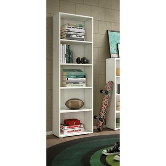 Dmora Dmora - Estante Para Libros Girasole, Biblioteca Con 4 Estantes Ajustables, Estante Para Libros, Unidad De Pared Con Estantes, 100% Made In Italy, Cm 