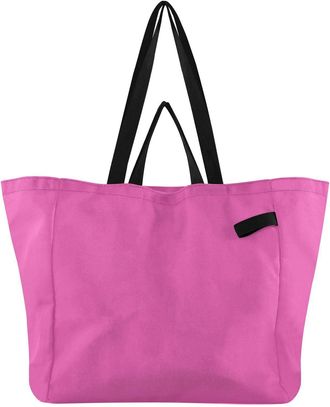 Generic Bright Pink pattern Reusable Canvas Tote Bag, Heavy Duty Grocery Shopping Bag with Large Capacity Hard Bottom Double Handles Work Groceries Travel