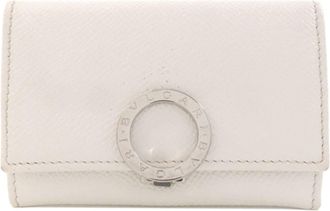 Bulgari White Leather Coin Purse/Coin Case (Pre-Owned)