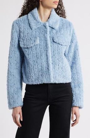 Bernardo Faux Shearling Crop Jacket in Light Blue at Nordstrom Rack, Size Medium