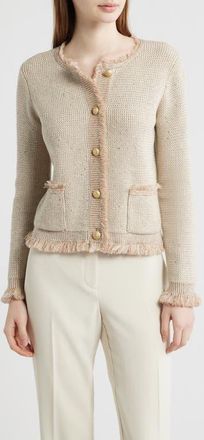 Kobi Halperin Kailey Sequin Fringe Cardigan in Natural at Nordstrom, Size X-Large