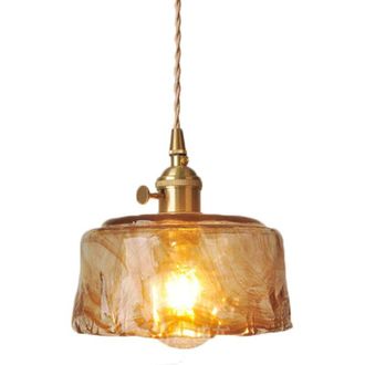 OEM L&aacute;mpara Colgante De Techo Industrial Retro Con Pantalla De Cristal Color Caramelo Hecha A Mano Con Casquillo E27